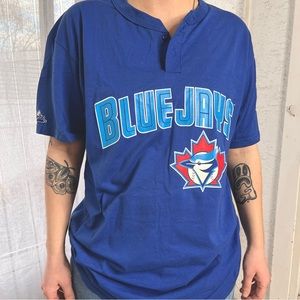 VTG 90s Blue Jays Hilliard Ohio Baseball Majestic Graphic Sports Tee Shirt L